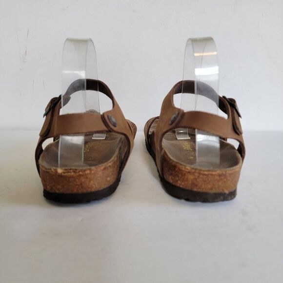 Birkenstock Bali EU 40 Medium/Narrow Tan Brown Ankle Buckle Two Strap Sandals - Picture 9 of 16